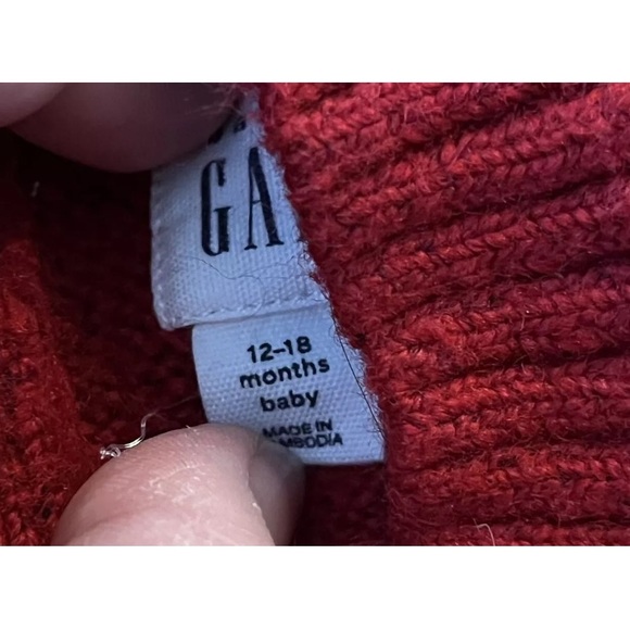 Baby GAP Red Sweater, Hearts, Size 12-18 Months, Soft Long Sleeve - Picture 6 of 7